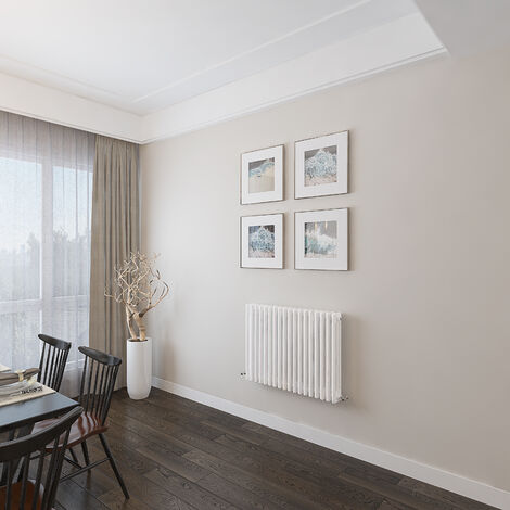 AICA 600x830mm 3 Column Horizontal White Radiator Central Heating Cast Iron Style