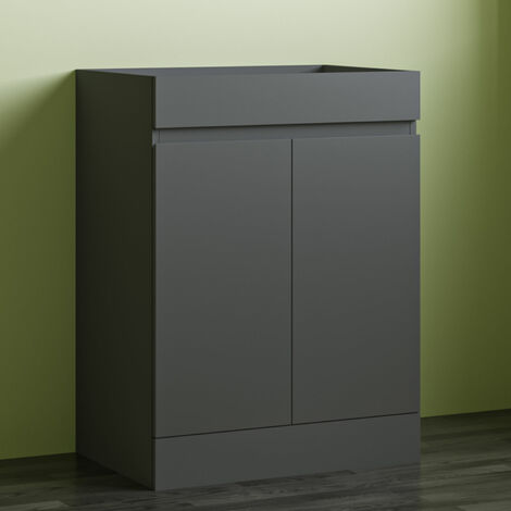 Freestanding Bathroom Vanity Unit without Basin Flat Pack - Matt Grey 600mm