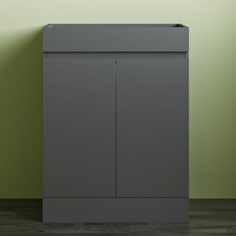 Freestanding Bathroom Vanity Unit without Basin Flat Pack - Matt Grey 600mm