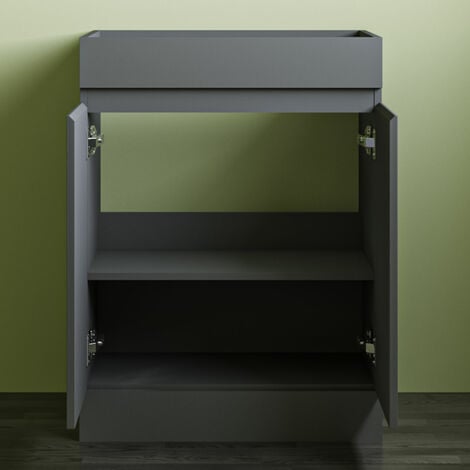 Freestanding Bathroom Vanity Unit without Basin Flat Pack - Matt Grey 600mm