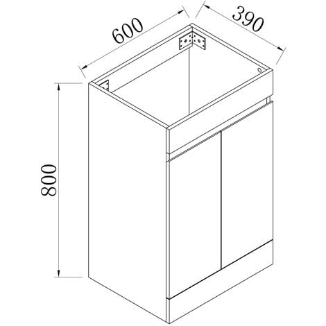 Freestanding Bathroom Vanity Unit without Basin Flat Pack - Matt Grey 600mm