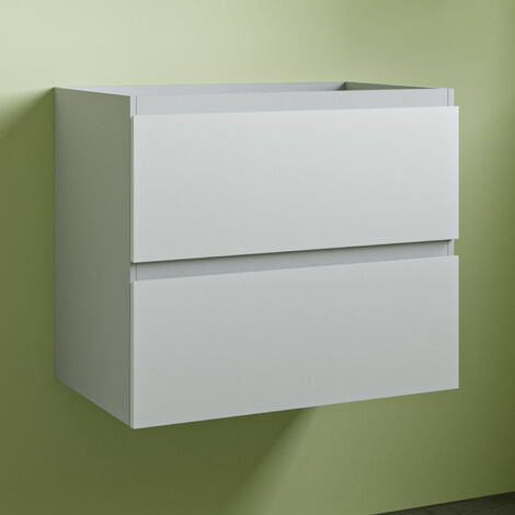 Wall Hung 2 Drawers Bathroom Vanity Unit without Basin Flat Pack - 600mm Matt White