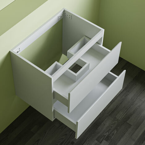 Wall Hung 2 Drawers Bathroom Vanity Unit without Basin Flat Pack - 600mm Matt White