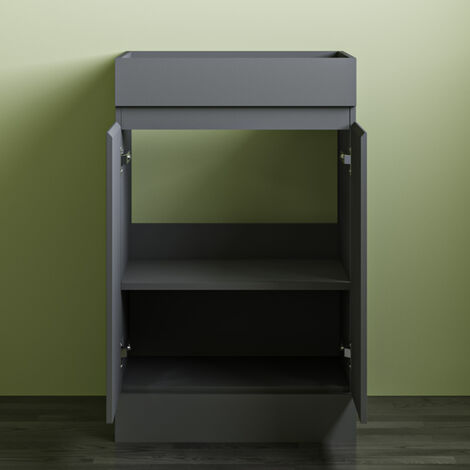 Freestanding Bathroom Vanity Unit without Basin Flat Pack - Matt Grey 500mm