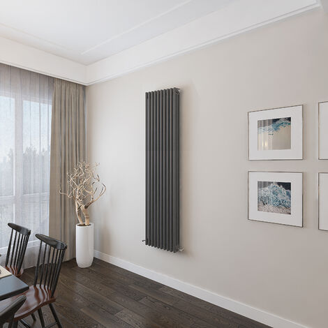 AICA 1800x470mm 3 Column Vertical Anthracite Radiator Central Heating Cast Iron Style