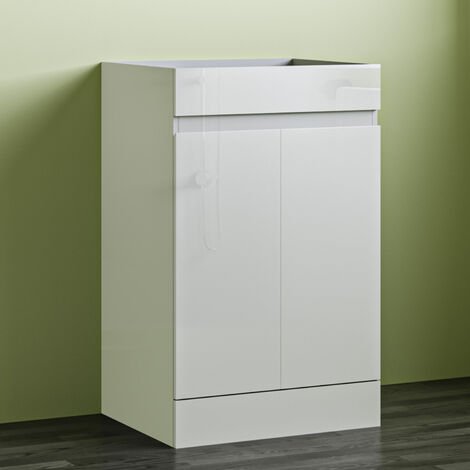 Freestanding Bathroom Vanity Unit without Basin Flat Pack - Gloss White 500mm