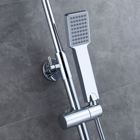 AICA Bathroom Exposed Thermostatic Shower Mixer Twin Head Square Bar Set Chrome