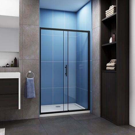 Aica Matt Black Frame 1200x1850mm Height Sliding Shower Door
