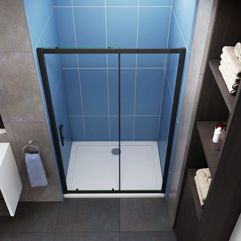 Aica Matt Black Frame 1200x1850mm Height Sliding Shower Door