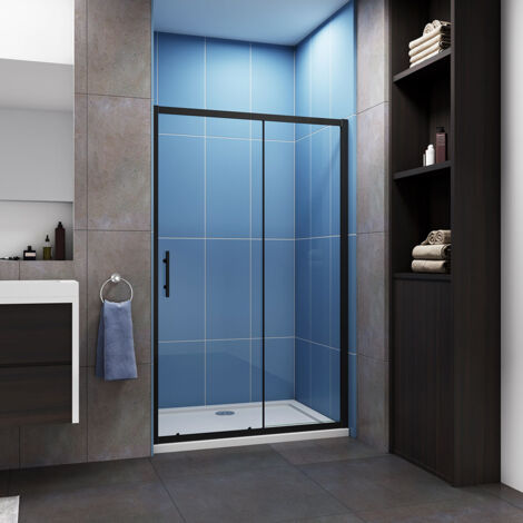 Aica Matt Black Frame 1400x1850mm Height Sliding Shower Door