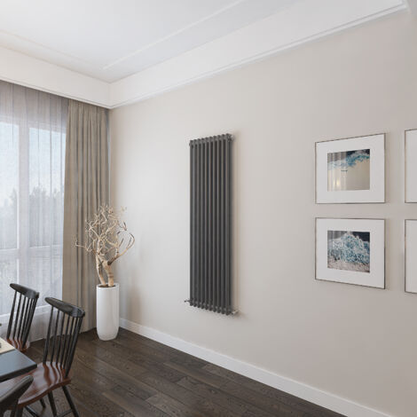 AICA 1500x470mm 2 Column Vertical Anthracite Radiator Central Heating Cast Iron Style