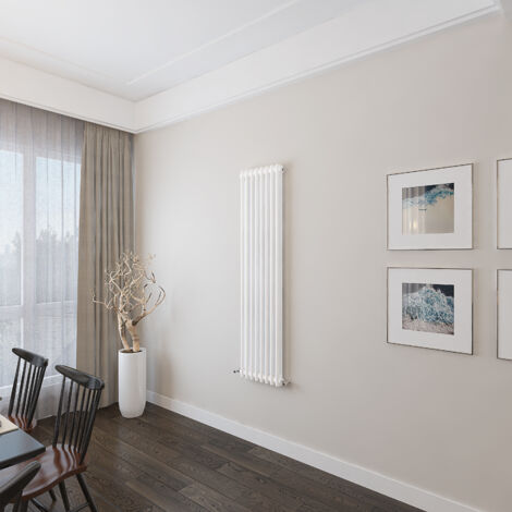 AICA 1500x380mm 2 Column Vertical White Radiator Central Heating Cast Iron Style