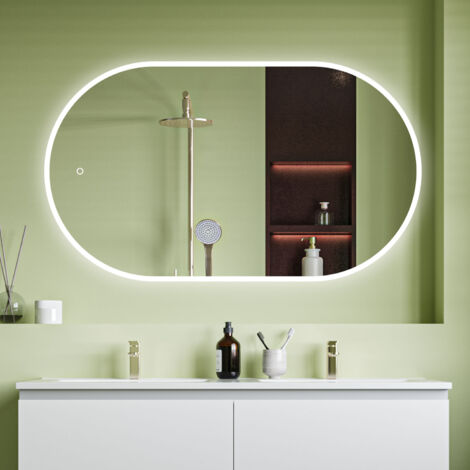 Oval LED Bathroom Mirror with Demister Touch Sensor Vertical or Horizontal Dimmable 3 Colour Light Light 700x1200mm
