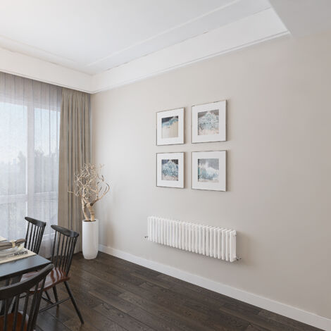 AICA 300x1190mm 3 Column Horizontal White Radiator Central Heating Cast Iron Style