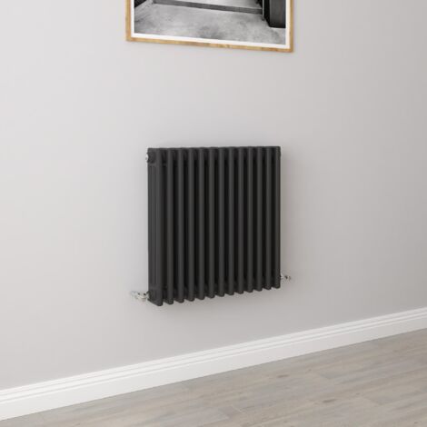 AICA 600x605mm 3 Column Horizontal Black Radiator Central Heating Cast Iron Style (1/5)