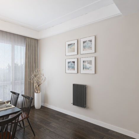 AICA 600x425mm 3 Column Horizontal Anthracite Radiator Central Heating Cast Iron Style