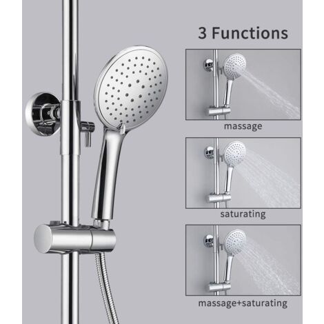 AICA Bathroom Exposed Thermostatic Shower Mixer Twin Head Round Bar Set Chrome