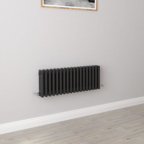 AICA 300x830mm 3 Column Horizontal Black Radiator Central Heating Cast Iron Style (1/5)