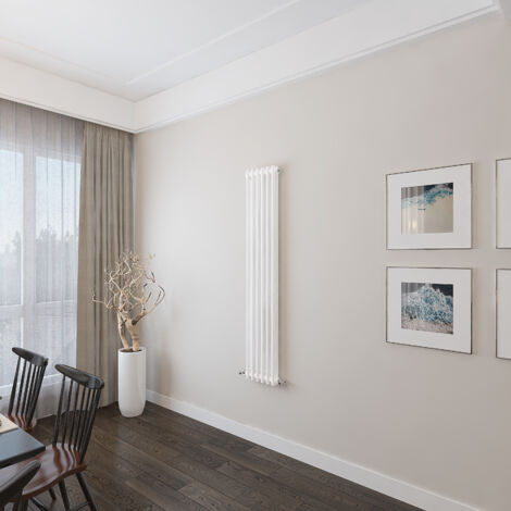 AICA 1500x290mm 2 Column Vertical White Radiator Central Heating Cast Iron Style