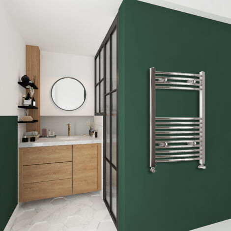 AICA 800x500mm(HxW) Chrome Curved Center Heated Towel Track Heated Towel Radiator (1/5)