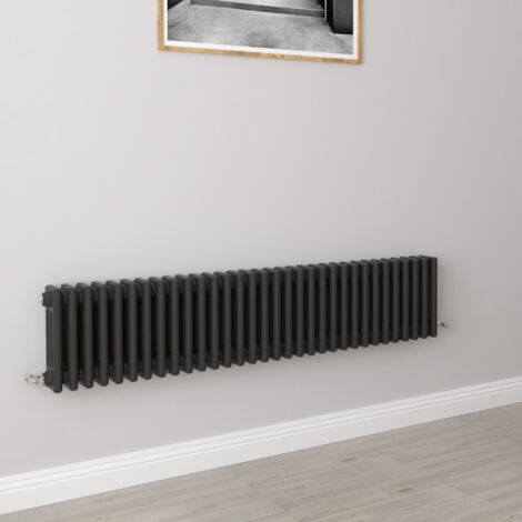 AICA 300x1460mm 3 Column Horizontal Black Radiator Central Heating Cast Iron Style (1/5)