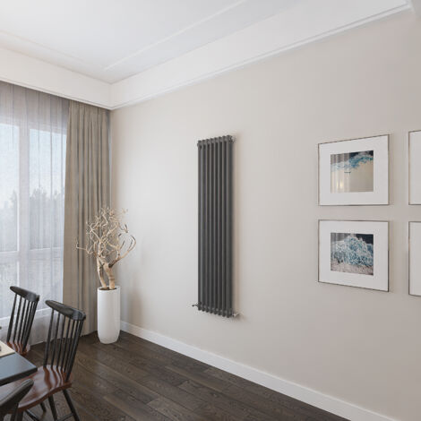 AICA 1500x380mm 2 Column Vertical Anthracite Radiator Central Heating Cast Iron Style