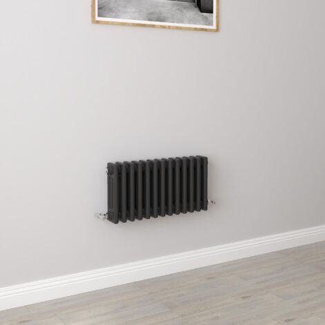 AICA 300x605mm 3 Column Horizontal Black Radiator Central Heating Cast Iron Style (1/5)