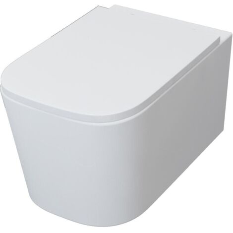 AICA Bathroom Rimless Wall Hung Toilet Pan With UF Soft Close Seat Square WC (1/4)