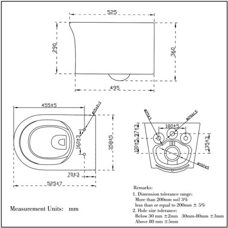 AICA Bathroom Rimless Wall Hung Toilet Pan Round WC With UF Slim Soft Close Seat