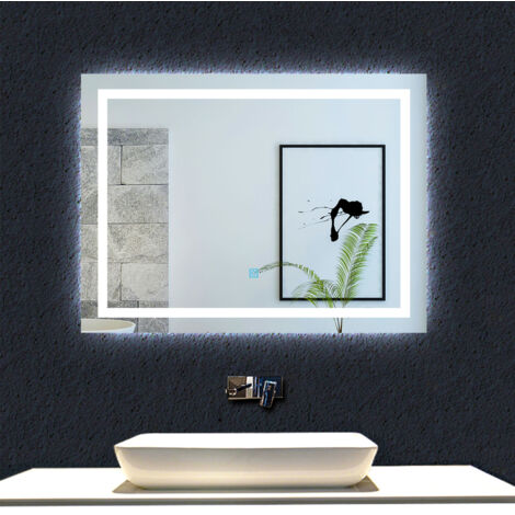 800X600MM 3 Colour LED Copper-free Silver Mirror,Anti-fog,Infinitely Dimmable,Power Failure Memory,Touch Wall Wwitch (1/5)