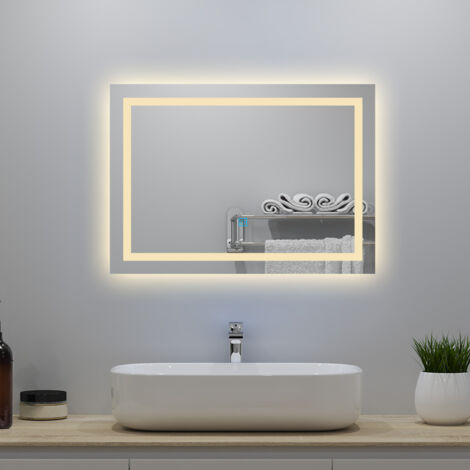 1400X800MM 3 Colour LED Copper-free Silver Mirror,Anti-fog,Infinitely Dimmable,Power Failure Memory,Touch Wall Wwitch (1/5)