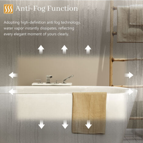 1000X600 Rectangular Bathroom Mirror with 3 Colours Dimmable LED Lights,Wall Mounted,IP44 + Double bond Bluetooth + Shaver socket + Demister + Blackout memory