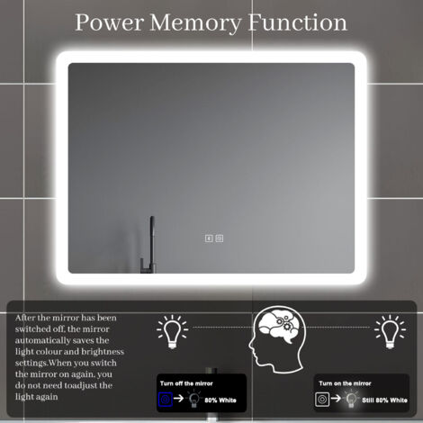 1000X600 Rectangular Bathroom Mirror with 3 Colours Dimmable LED Lights,Wall Mounted,IP44 + Double bond Bluetooth + Shaver socket + Demister + Blackout memory