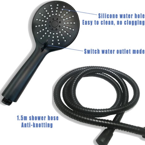 AICA Thermostatic mixer shower Bar Slider Rail Kit Black Exposed Valve Round Black