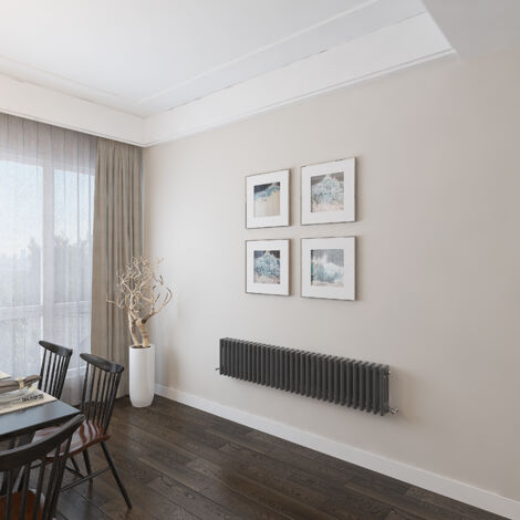 AICA 300x1460mm 3 Column Horizontal Anthracite Radiator Central Heating Cast Iron Style