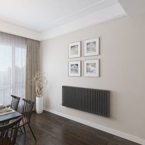 AICA 600x1460mm 3 Column Horizontal Anthracite Radiator Central Heating Cast Iron Style