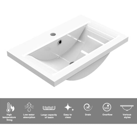 High Gloss White MDF Vanity Unitгм500385mm, FloorstandingгмDetachableгмSoft CloseгмDual-doorгм+ 510400mm White Thick Ceramic Basin