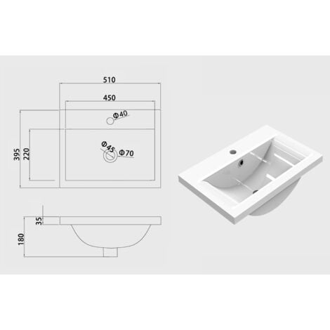 High Gloss White MDF Vanity Unitгм500385mm, FloorstandingгмDetachableгмSoft CloseгмDual-doorгм+ 510400mm White Thick Ceramic Basin