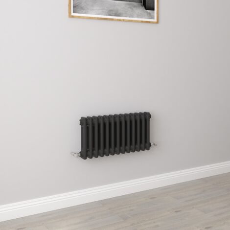 AICA 300x605mm 2 Column Horizontal Black Radiator Central Heating Cast Iron Style (1/5)