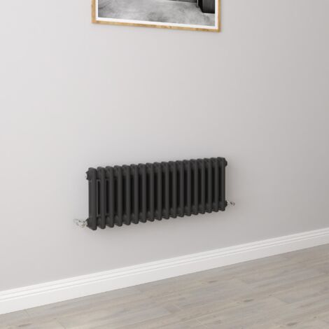 AICA 300x830mm 2 Column Horizontal Black Radiator Central Heating Cast Iron Style (1/5)