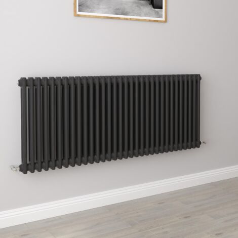 AICA 600x1460mm 2 Column Horizontal Black Radiator Central Heating Cast Iron Style (1/5)