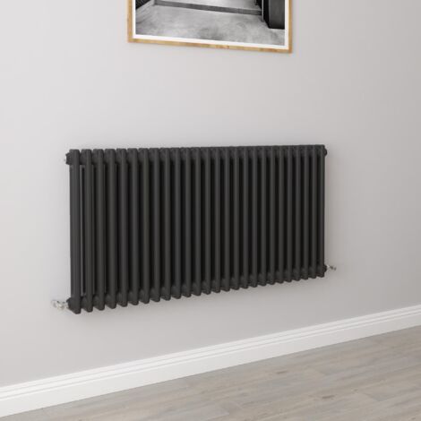 AICA 600x1190mm 2 Column Horizontal Black Radiator Central Heating Cast Iron Style (1/5)