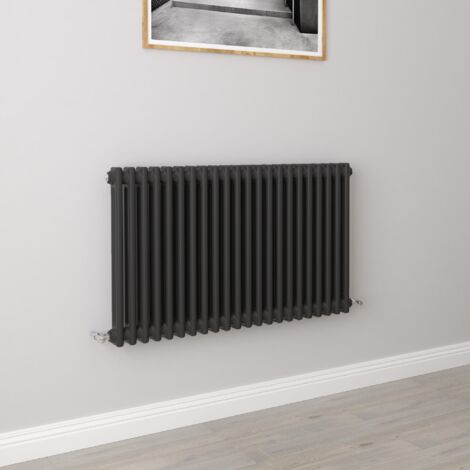 AICA 600x1010mm 2 Column Horizontal Black Radiator Central Heating Cast Iron Style (1/5)