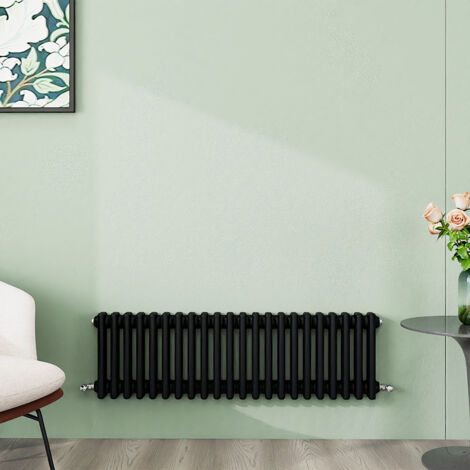 AICA 300x1010mm 3 Column Horizontal Black Radiator Central Heating Cast Iron Style