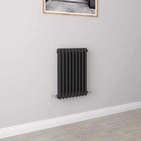 AICA 600x425mm 2 Column Horizontal Black Radiator Central Heating Cast Iron Style (1/5)