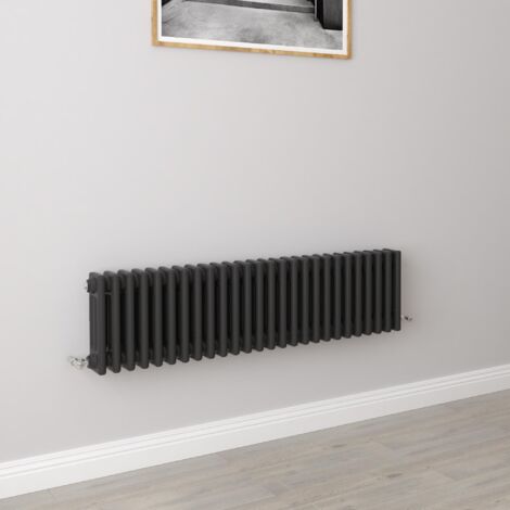 AICA 300x1190mm 3 Column Horizontal Black Radiator Central Heating Cast Iron Style (1/5)