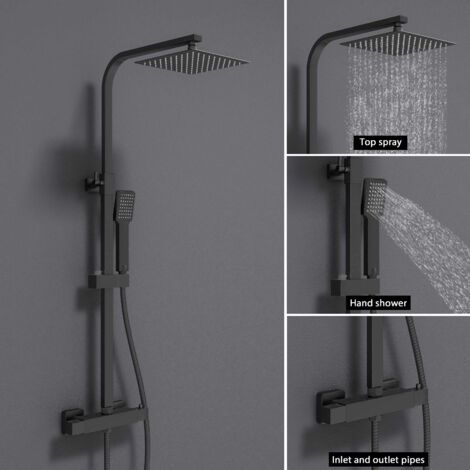 AICA Thermostatic Mixer Shower Set Chrome Square With Dual Hand Exposed Valve (1/5)