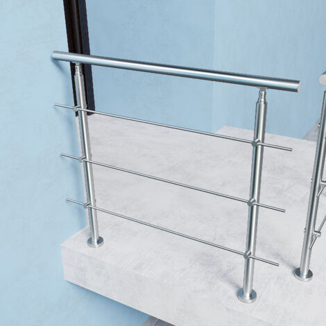 Aica 80x106cm Stainless Steel Handrail with 3 Cross bars Balustrade Stair Grab Rail suitable for Outdoor and Indoor