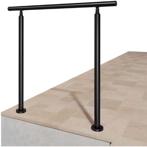 AICA Stainless steel handrail Stair Railing Fit 1 to 4 Steps Adjustable Handrail, 150cm, Black, suitable for Indoor & Outdoor (1/5)