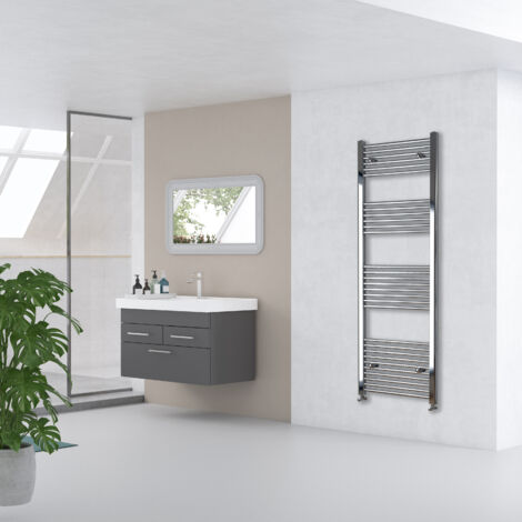 AICA 800x450mm(HxW) Chrome Straight Central Heating Towel Rail Radiator (1/5)